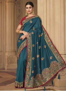 Art Silk Classic Saree in Rama