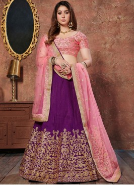 Art Silk Embroidered Lehenga Choli in Purple