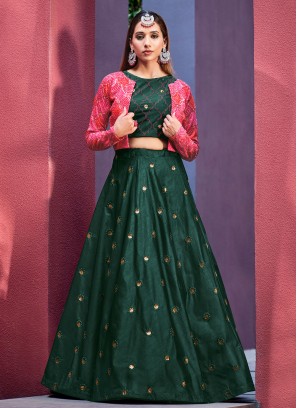 Art Silk Lehenga Choli in Green