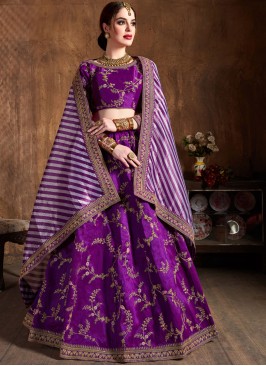 Art Silk Lehenga Choli in Purple