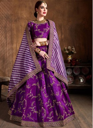 Art Silk Lehenga Choli in Purple