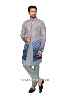 Art Silk Men's IndoWestern with Sequins & Embroide