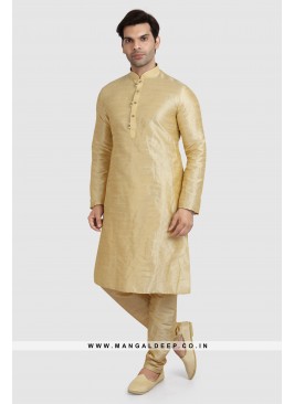 Art Silk Plain Kurta Pyjama Set with Chudidar Bottom