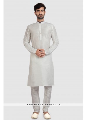 Art Silk Plain Kurta Pyjama Set with Chudidar Bottom