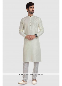 Art Silk Plain Kurta Pyjama Set with Chudidar Bottom