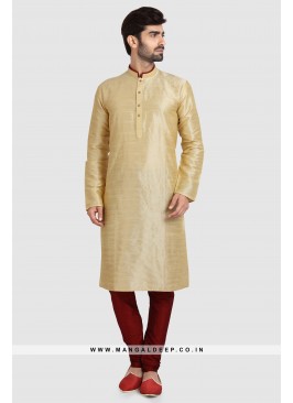 Art Silk Plain Kurta Pyjama Set with Chudidar Bottom