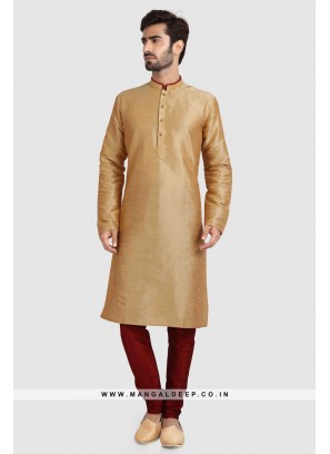 Art Silk Plain Kurta Pyjama Set with Chudidar Bottom