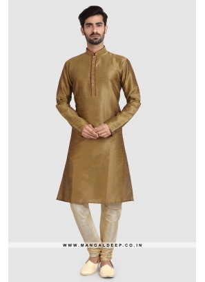 Art Silk Plain Kurta Pyjama Set with Chudidar Bottom