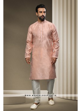 Jacquard Silk Brocade Kurta Pyjama with Mirror, Pi