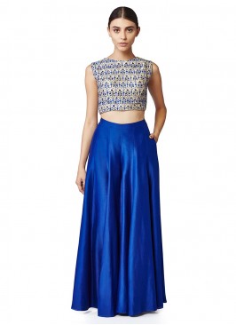 Art Silk Plain Trendy Lehenga Choli in Navy Blue