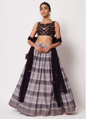 Art Silk Purple Trendy Lehenga Choli