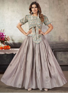 Art Silk Thread Beige Designer Lehenga Choli