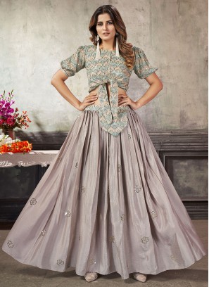 Art Silk Thread Beige Designer Lehenga Choli