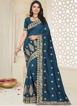 Art Silk Traditional Designer Saree in Blue