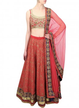 Art Silk Trendy Lehenga Choli in Red