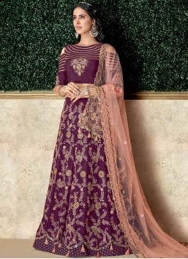 Art Silk Wine Lehenga Choli