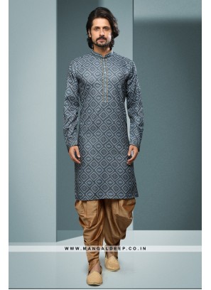 Artisanal Fusion Kurta Pyjama - Contemporary Print, Embellished with Mirror & Embroidery