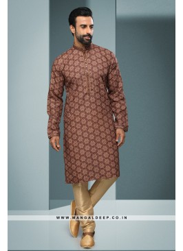 Artisanal Fusion Kurta Pyjama - Contemporary Print, Embellished with Mirror & Embroidery