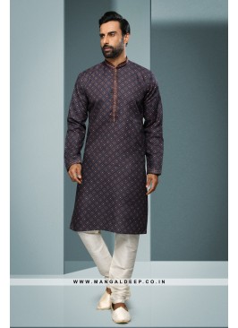 Artisanal Fusion Kurta Pyjama - Contemporary Print, Embellished with Pintex & Embroidery