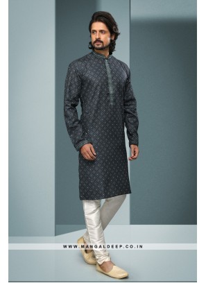 Artisanal Fusion Kurta Pyjama - Contemporary Print, Embellished with Pintex Work