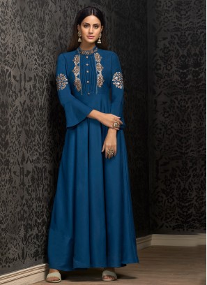 Artistic Blue Festival Designer Gown