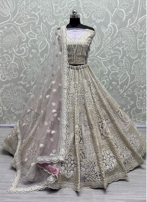 Artistic Mauve  Thread Work Net Designer Lehenga Choli