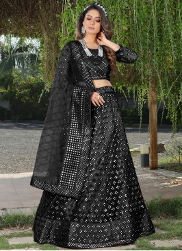 Artistic Net Black Thread Lehenga Choli