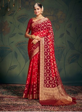 Artistic Red Trendy Saree