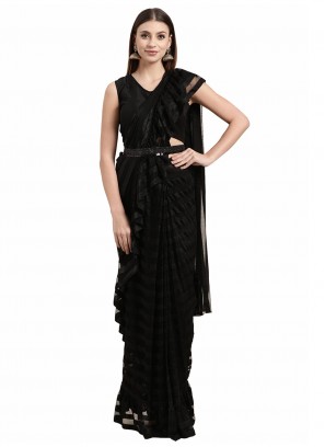 Artistic Ruffle Polyester Contemporary Saree