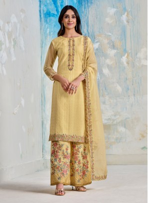 Artistic Yellow Designer Salwar Kameez