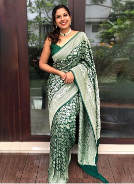 Artistic Zari Green Trendy Saree