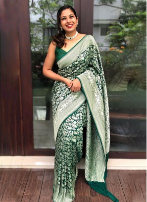 Artistic Zari Green Trendy Saree