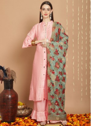 Aspiring Chanderi Silk Peach Trendy Salwar Kameez