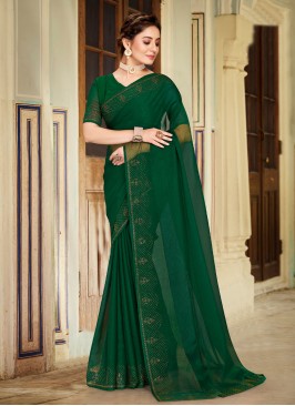 Aspiring Chiffon Swarovski Green Contemporary Styl