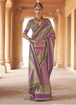 Aspiring Lavender Patola Print Contemporary Saree