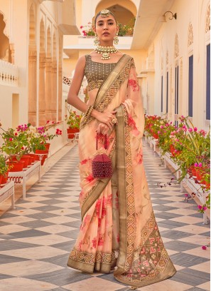 Aspiring Printed Multi Colour Silk Trendy Saree