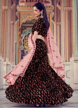 Aspiring Sequins Black Fancy Fabric Lehenga Choli