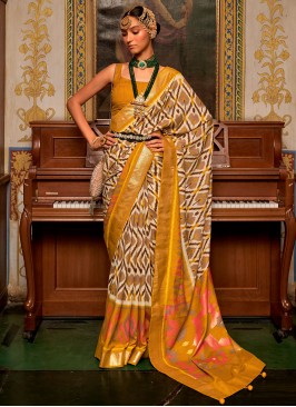 Aspiring Weaving Mustard Patola Silk  Classic Saree