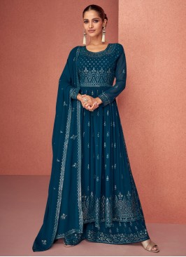 Astonishing Blue Palazzo Salwar Kameez