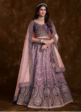 Astonishing Lavender Thread Designer Lehenga Choli