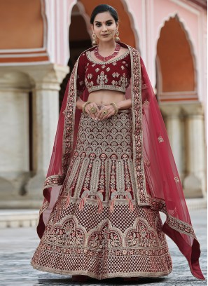 Astonishing Patch Border Velvet Lehenga Choli