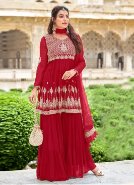 Astonishing Red Festival Designer Pakistani Suit