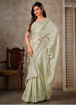 Astonishing Sea Green Festival Classic Saree