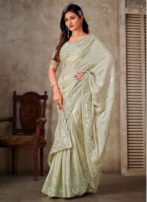 Astonishing Sea Green Festival Classic Saree