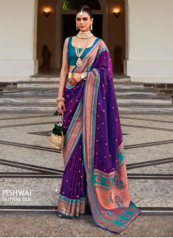 Astounding Woven Purple Designer Saree