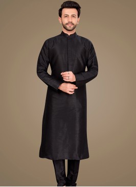 Attractive Black Art Silk Trouser-Style Kurta Paja