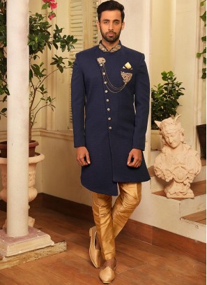 Attractive Blue Color Function Wear Fancy Indo Western Suit