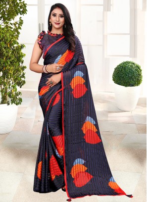 Attractive Blue Color Party Wear Saree