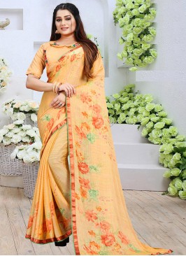 Attractive Cream Color Party Wear Saree