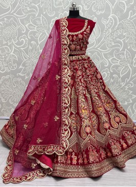 Attractive Diamond Velvet A Line Lehenga Choli